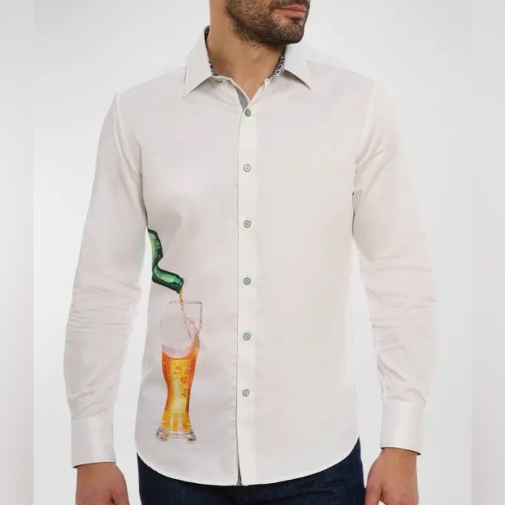 NWT Robert Graham "Made to Measure" Beer Pilsner Wearable Art 3XL Flip Cuff